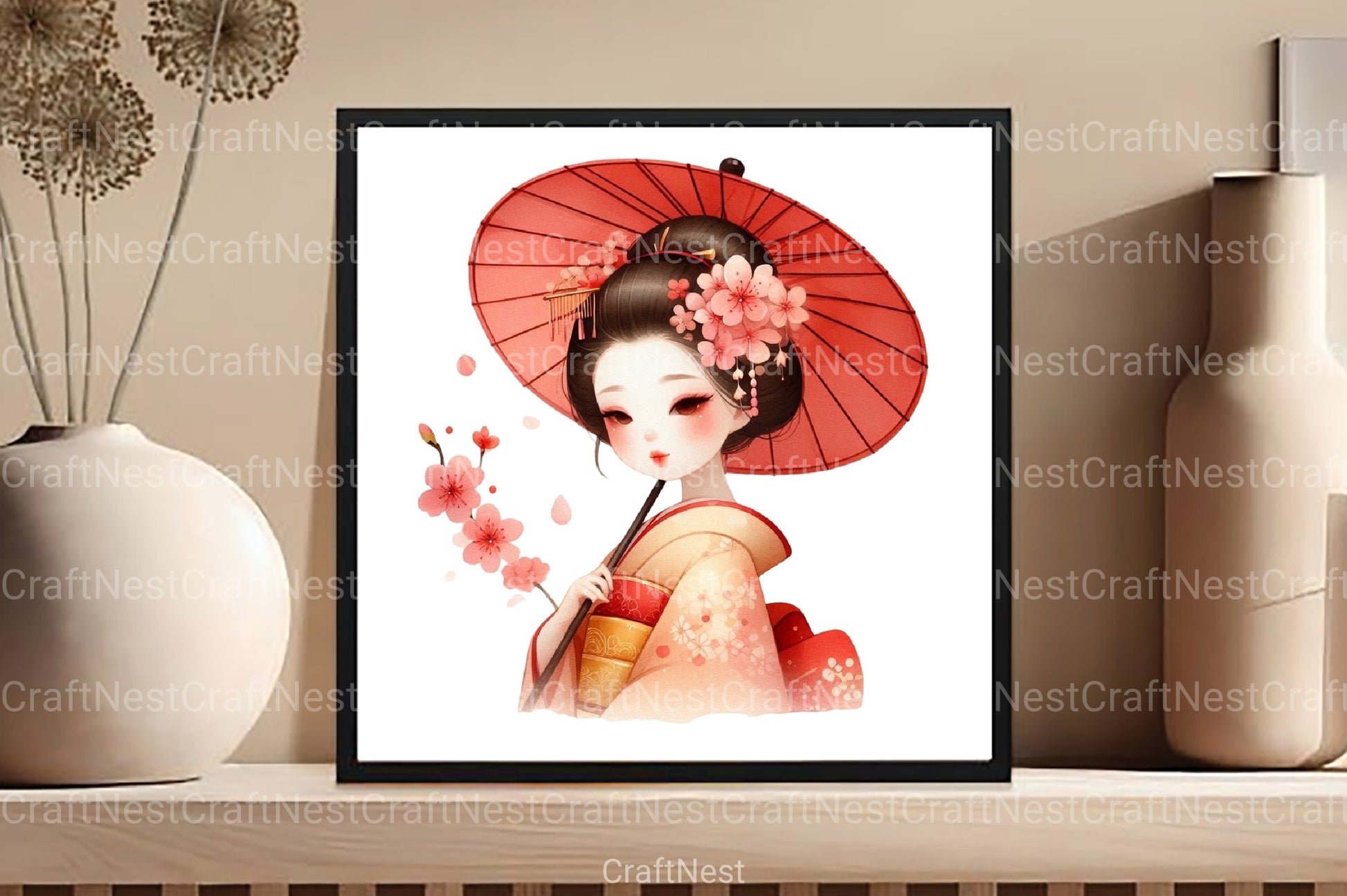 Japanese Geisha Asian Beauty Clipart Bundle - CraftNest - Digital Crafting and Art