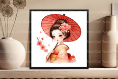 Japanese Geisha Asian Beauty Clipart Bundle - CraftNest - Digital Crafting and Art