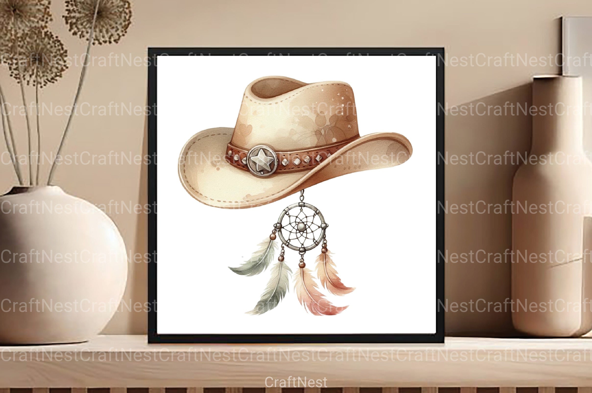 Cowboy Hat Boho Clipart Bundle - CraftNest - Digital Crafting and Art