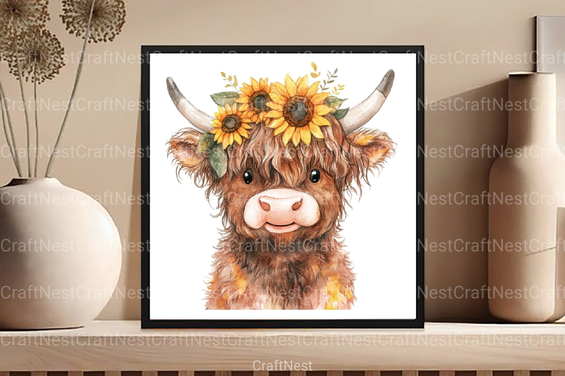 Summer Funny Cute Highland Cow Clipart Bundle - CraftNest - Digital Crafting and Art