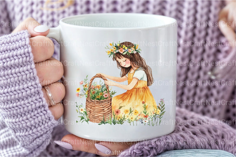 Cute Girl Gardener Clipart Bundle - CraftNest - Digital Crafting and Art