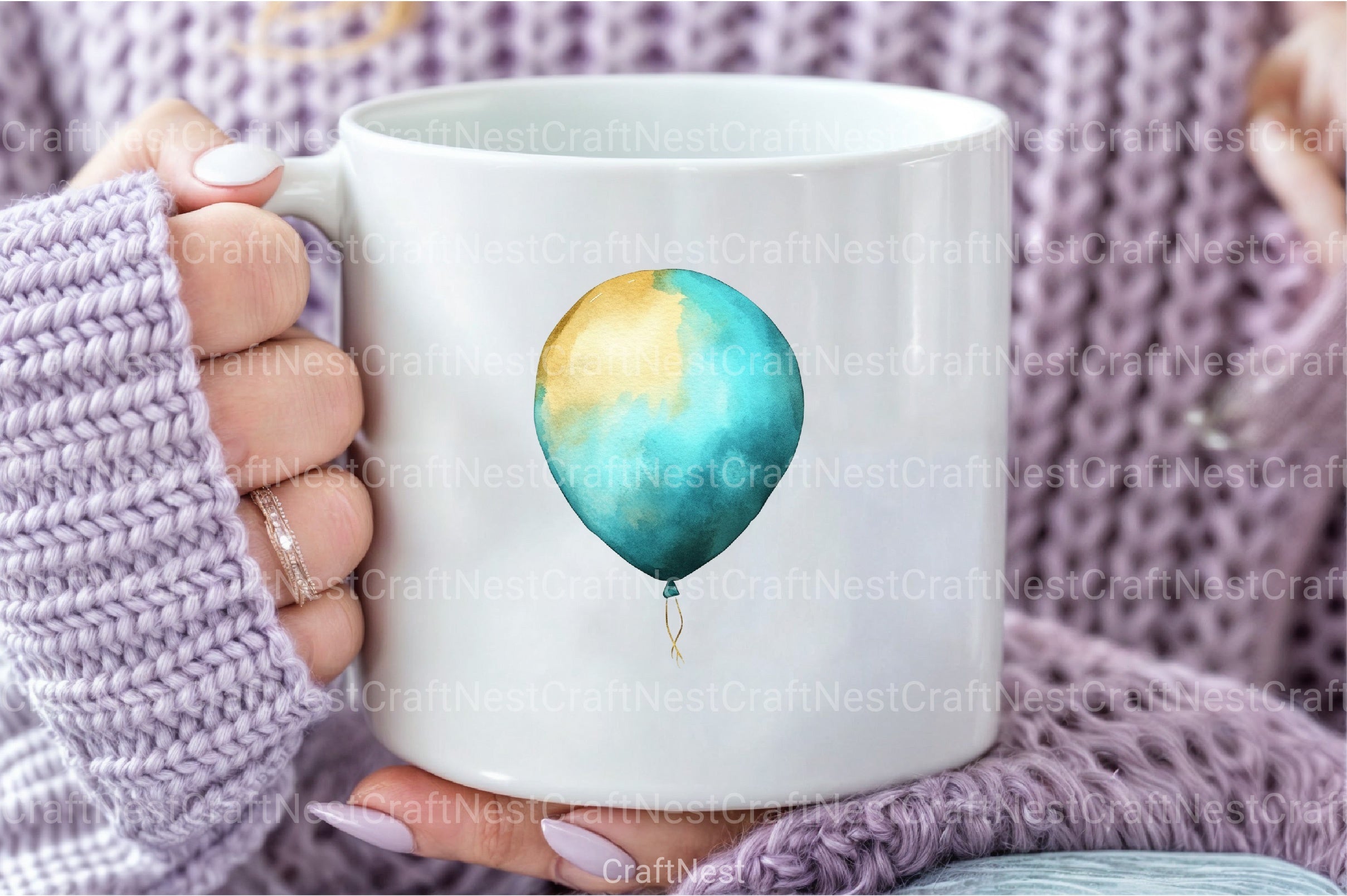 Teal and Gold Balloons Clipart Bundle - CraftNest - Digital Crafting and Art