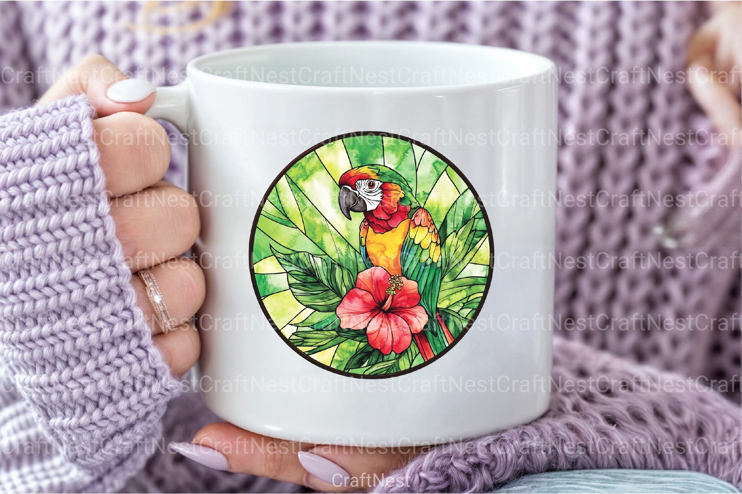 Round Stained Glass Birds Clipart Bundle 4 - CraftNest - Digital Crafting and Art