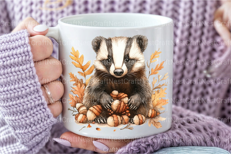 Cute Autumn Badger Clipart Bundle 99 - CraftNest - Digital Crafting and Art