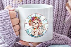 Round Stained Glass Summer Dog Clipart Bundle - CraftNest - Digital Crafting and Art