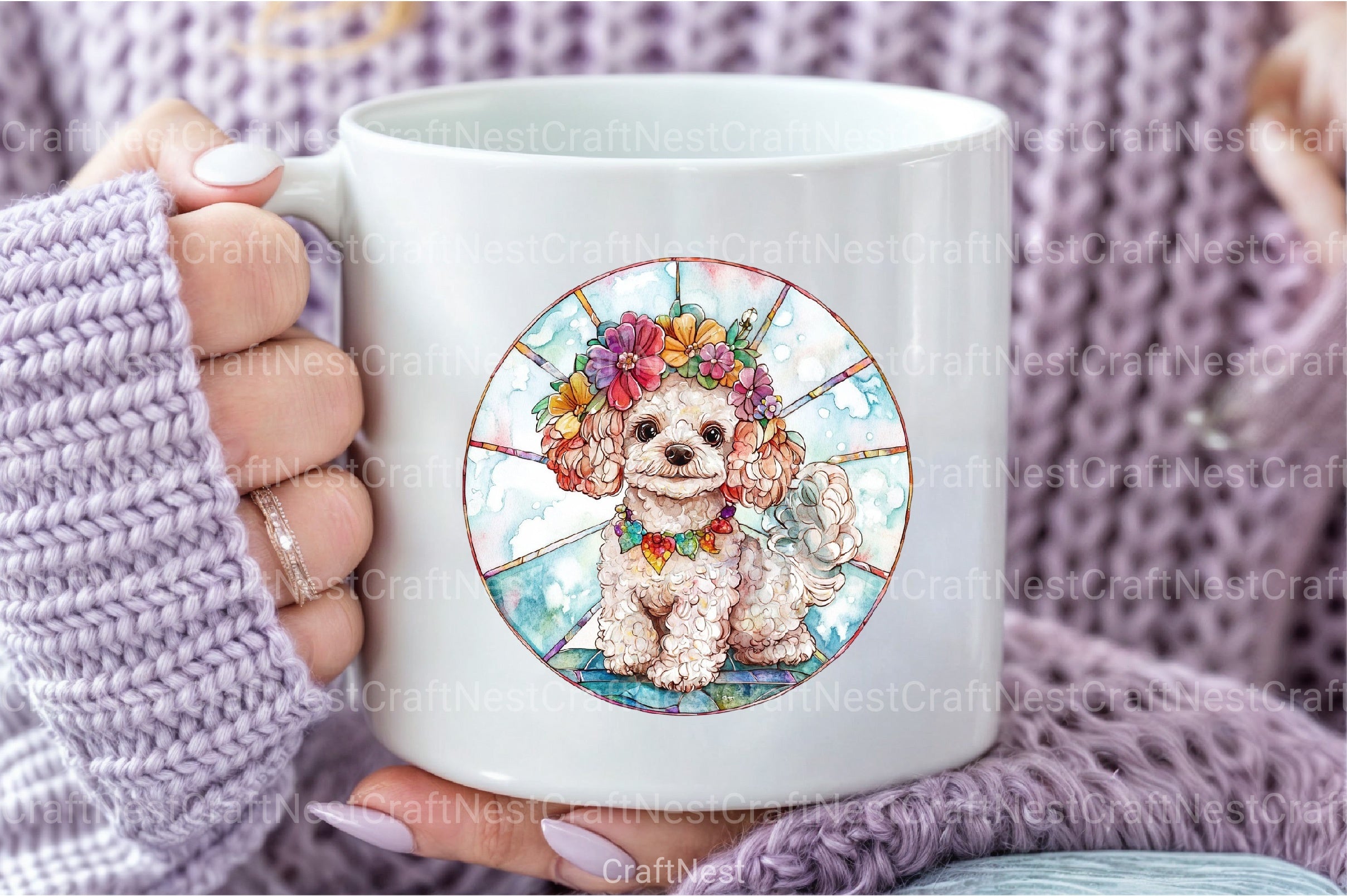 Round Stained Glass Summer Dog Clipart Bundle - CraftNest - Digital Crafting and Art