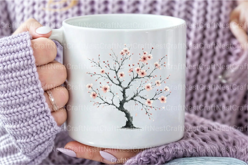 Japanese Cherry Blossom Tree Clipart Bundle 5 - CraftNest - Digital Crafting and Art