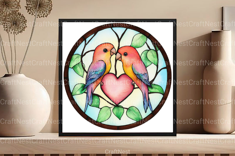 Round Stained Glass Birds Clipart Bundle 4 - CraftNest - Digital Crafting and Art