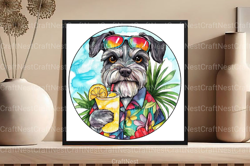 Round Stained Glass Summer Dog Clipart Bundle - CraftNest - Digital Crafting and Art