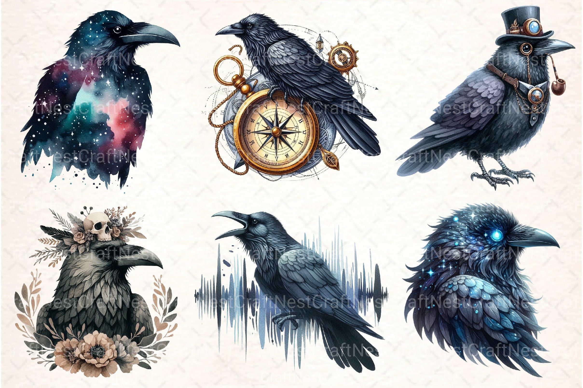 Raven Clipart Bundle - CraftNest - Digital Crafting and Art