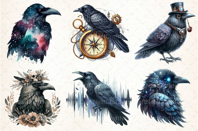 Raven Clipart Bundle - CraftNest - Digital Crafting and Art