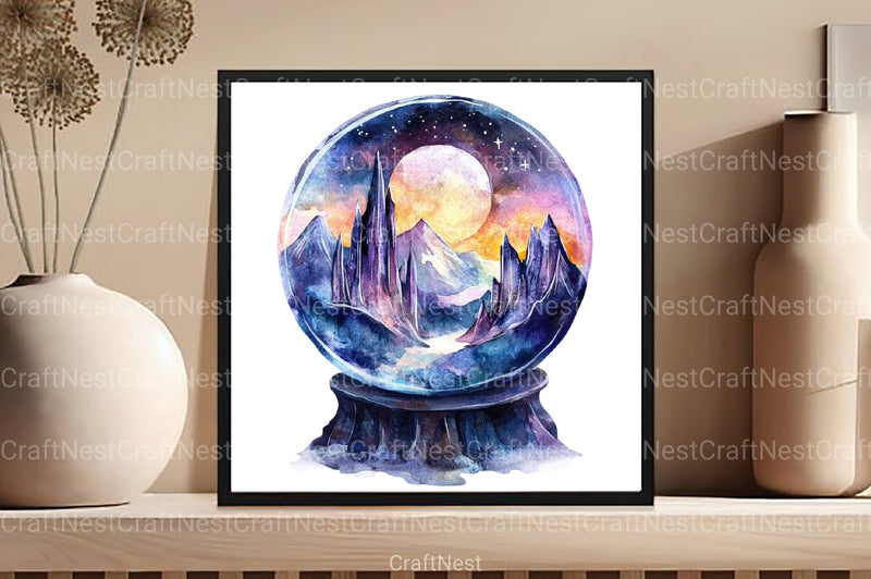 Round Moonlit Nights Stained Glass Clipart Bundle 4 - CraftNest - Digital Crafting and Art