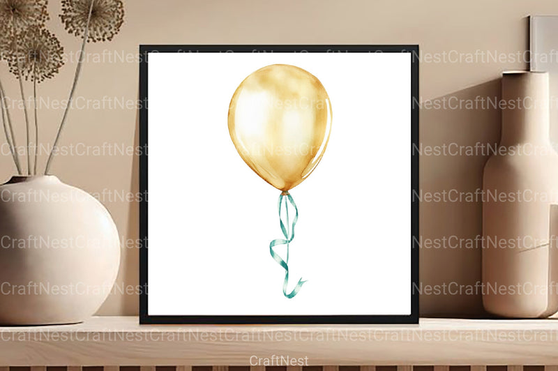 Teal and Gold Balloons Clipart Bundle - CraftNest - Digital Crafting and Art
