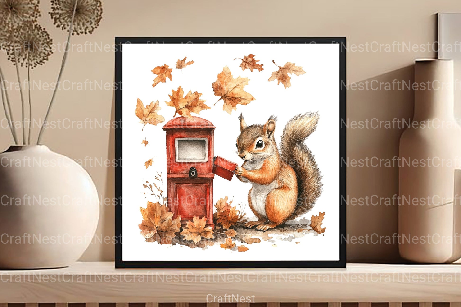 Autumn Squirrel with Mailbox Clipart Bundle 4 - CraftNest - Digital Crafting and Art