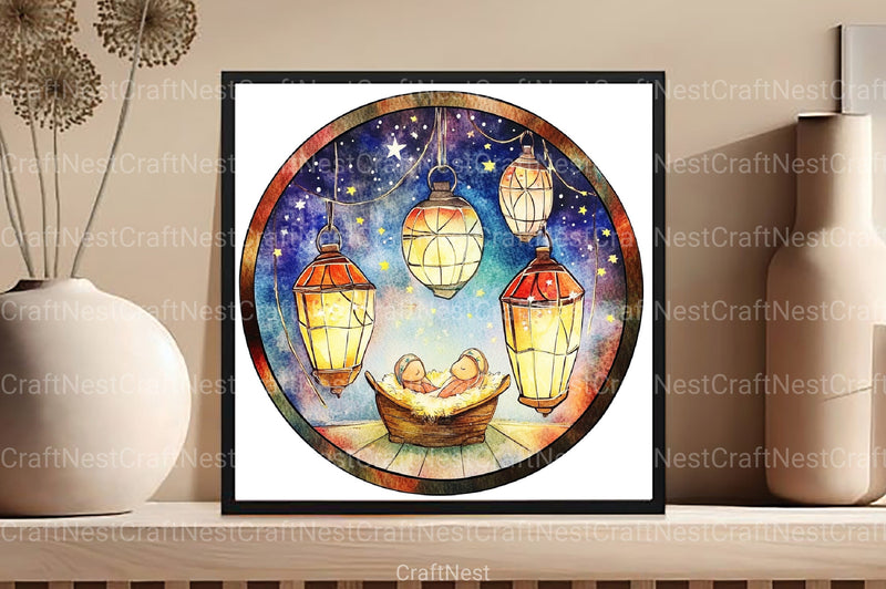 Round Stained Glass 4th of July Nativity Clipart Bundle 88 - CraftNest - Digital Crafting and Art