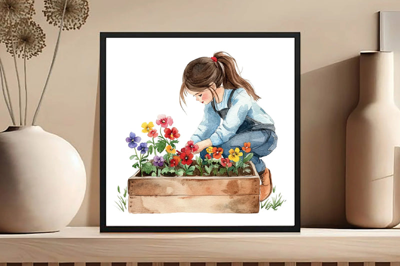 Cute Girl with Flowers Clipart Bundle - CraftNest - Digital Crafting and Art