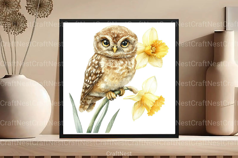 Cute Animals with Daffodils Clipart Bundle - CraftNest - Digital Crafting and Art