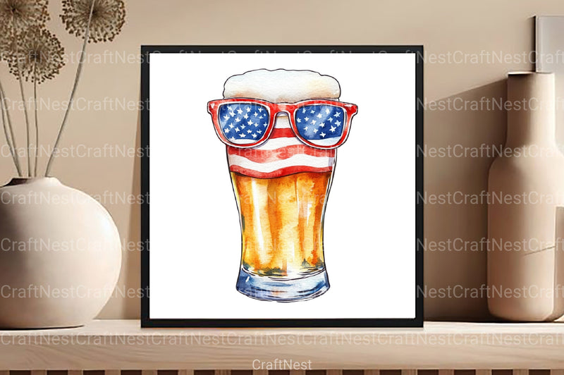 Patriotic 4th of July Beer Glass Clipart Bundle - CraftNest - Digital Crafting and Art