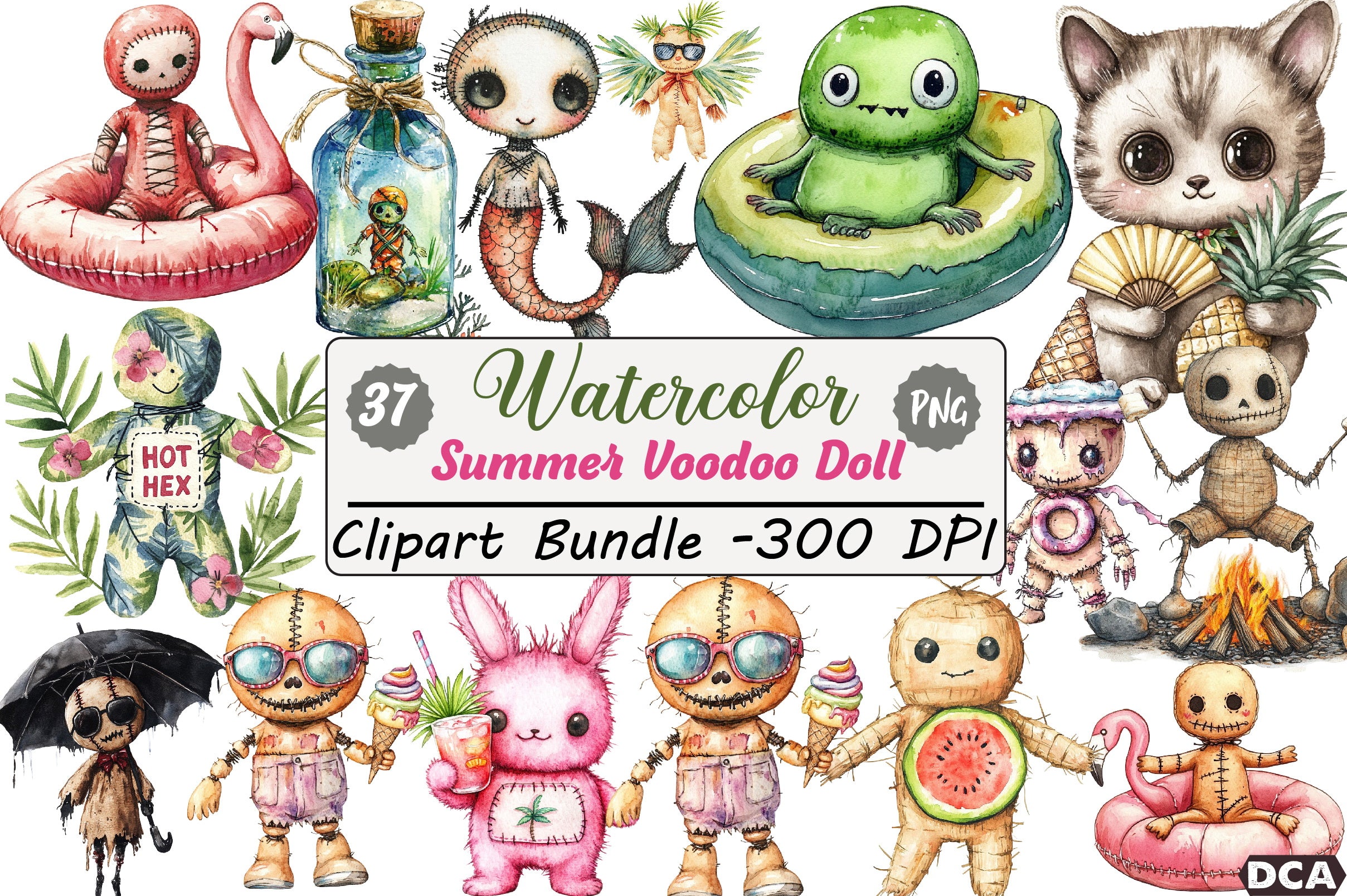 Summer Voodoo Doll Clipart Bundle