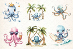 Summer Beach Octopus Clipart Bundle - CraftNest - Digital Crafting and Art