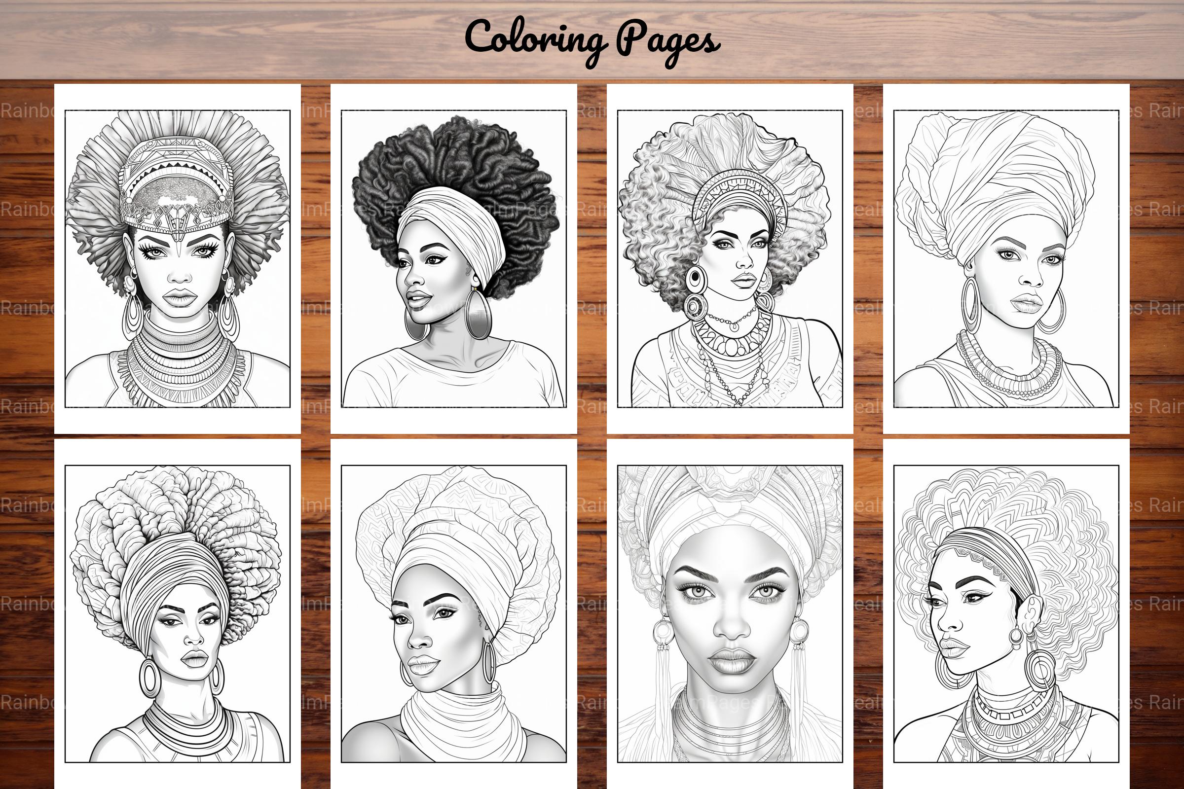African Black Woman Coloring Collection - CraftNest - Digital Crafting and Art
