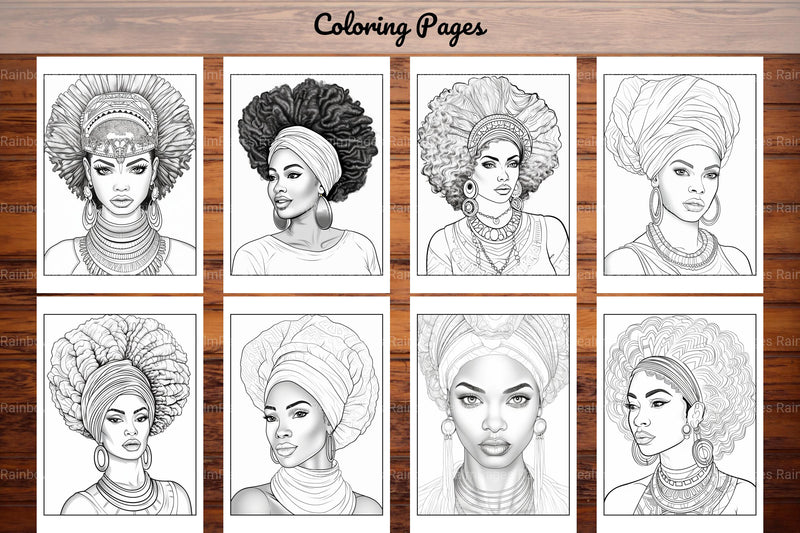 African Black Woman Coloring Collection - CraftNest - Digital Crafting and Art