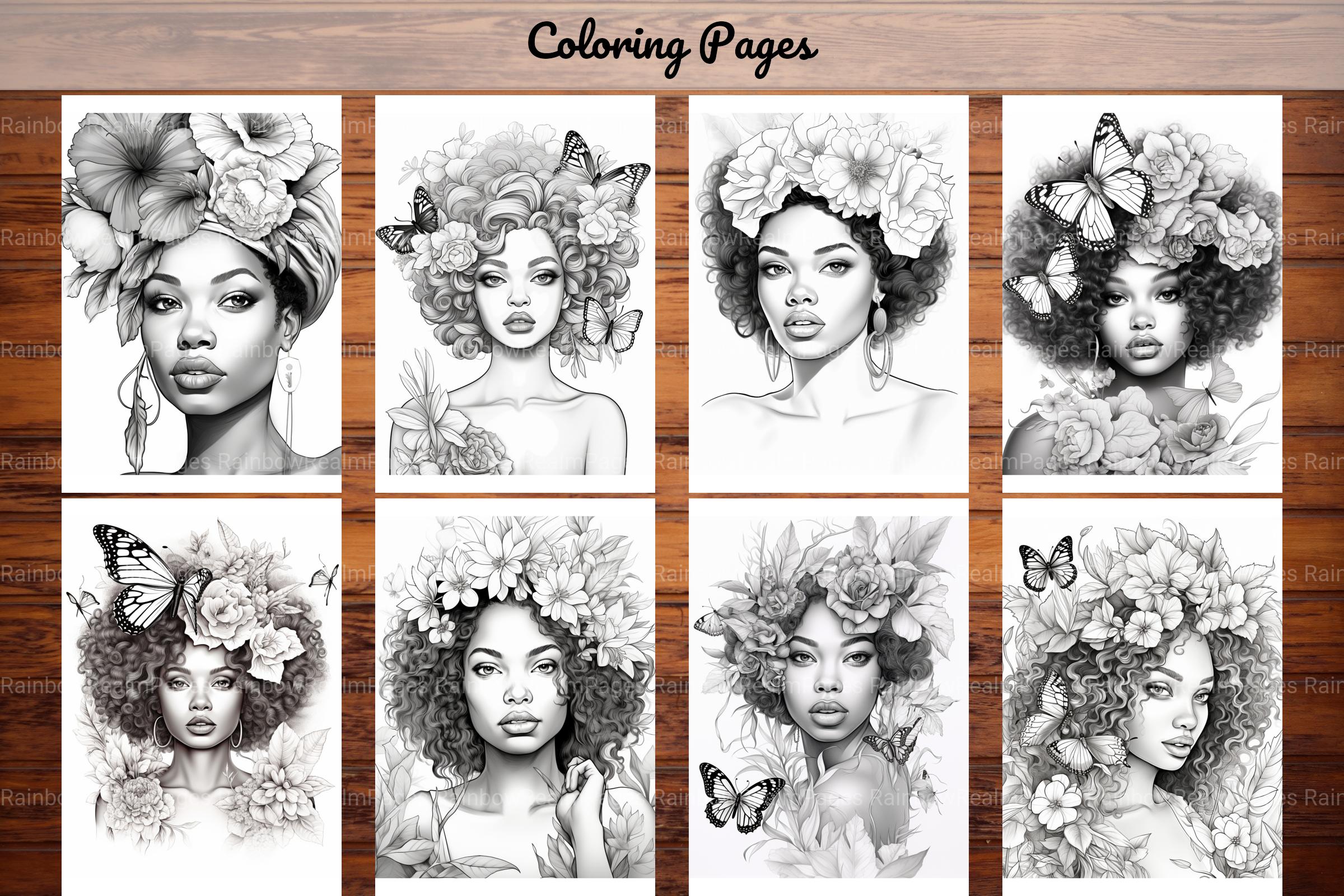 African Black Woman Adult Coloring Book - CraftNest - Digital Crafting and Art