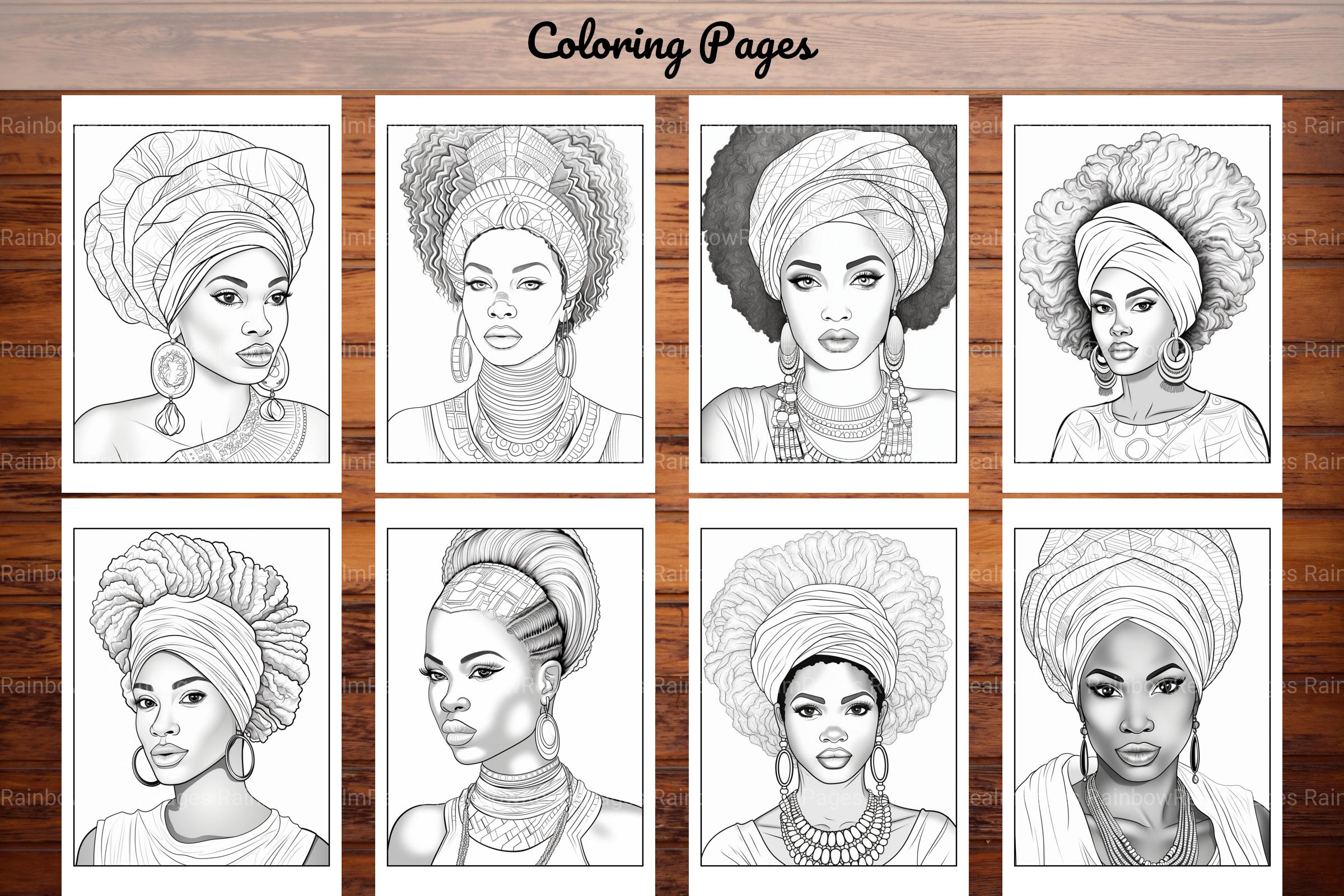 African Black Woman Coloring Collection - CraftNest - Digital Crafting and Art