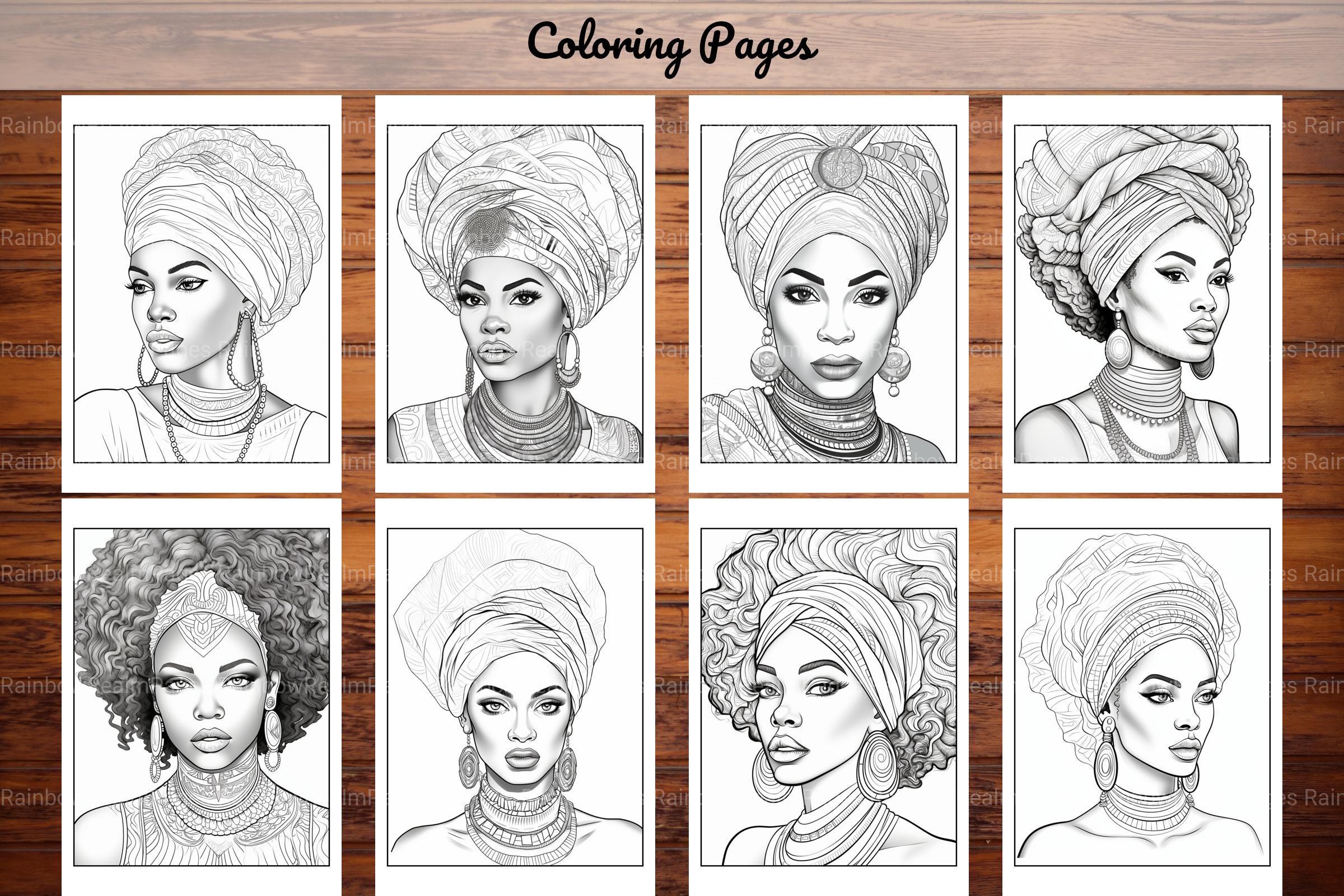 African Black Woman Coloring Collection - CraftNest - Digital Crafting and Art