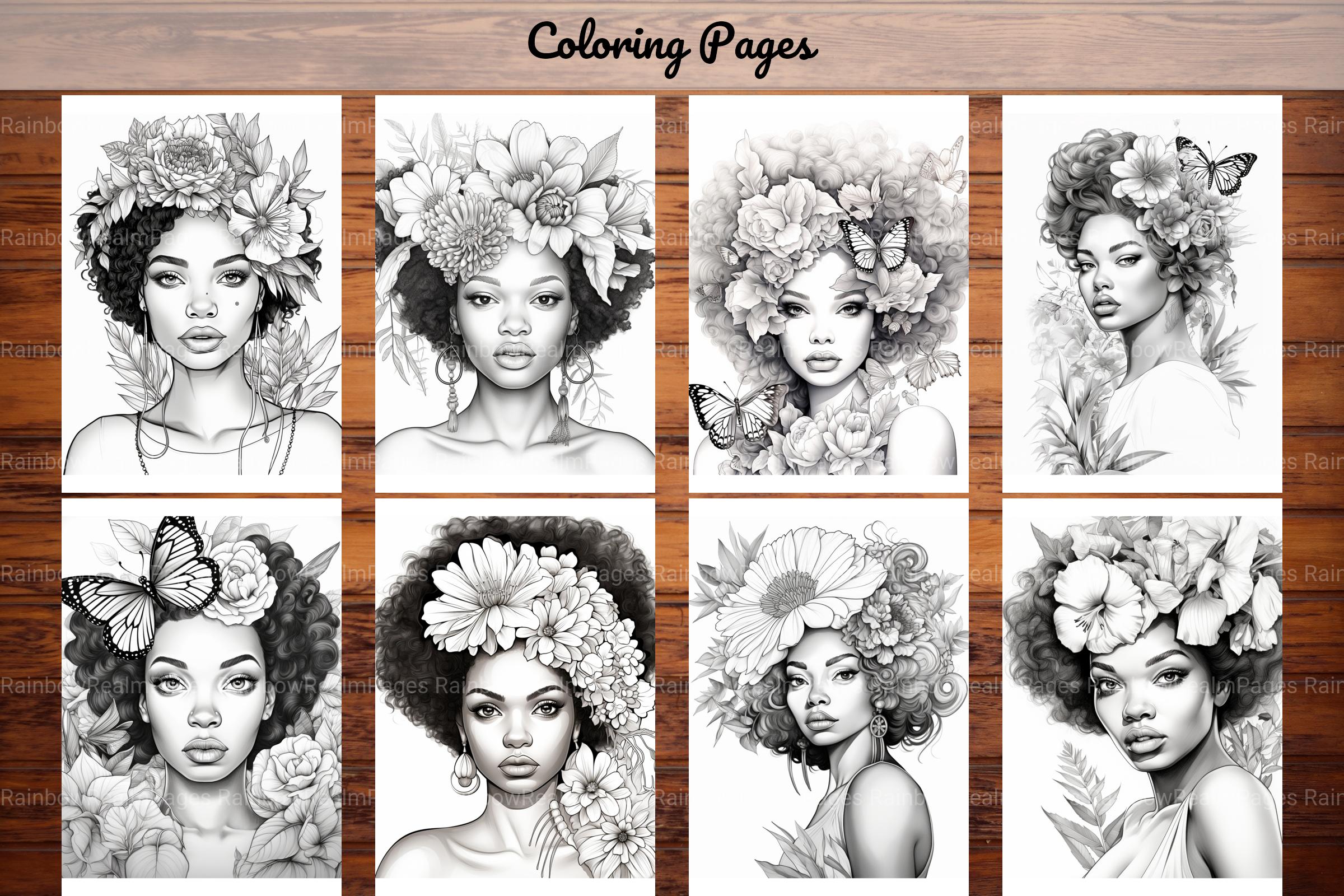 African Black Woman Adult Coloring Book - CraftNest - Digital Crafting and Art