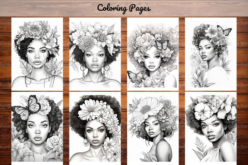 African Black Woman Adult Coloring Book - CraftNest - Digital Crafting and Art