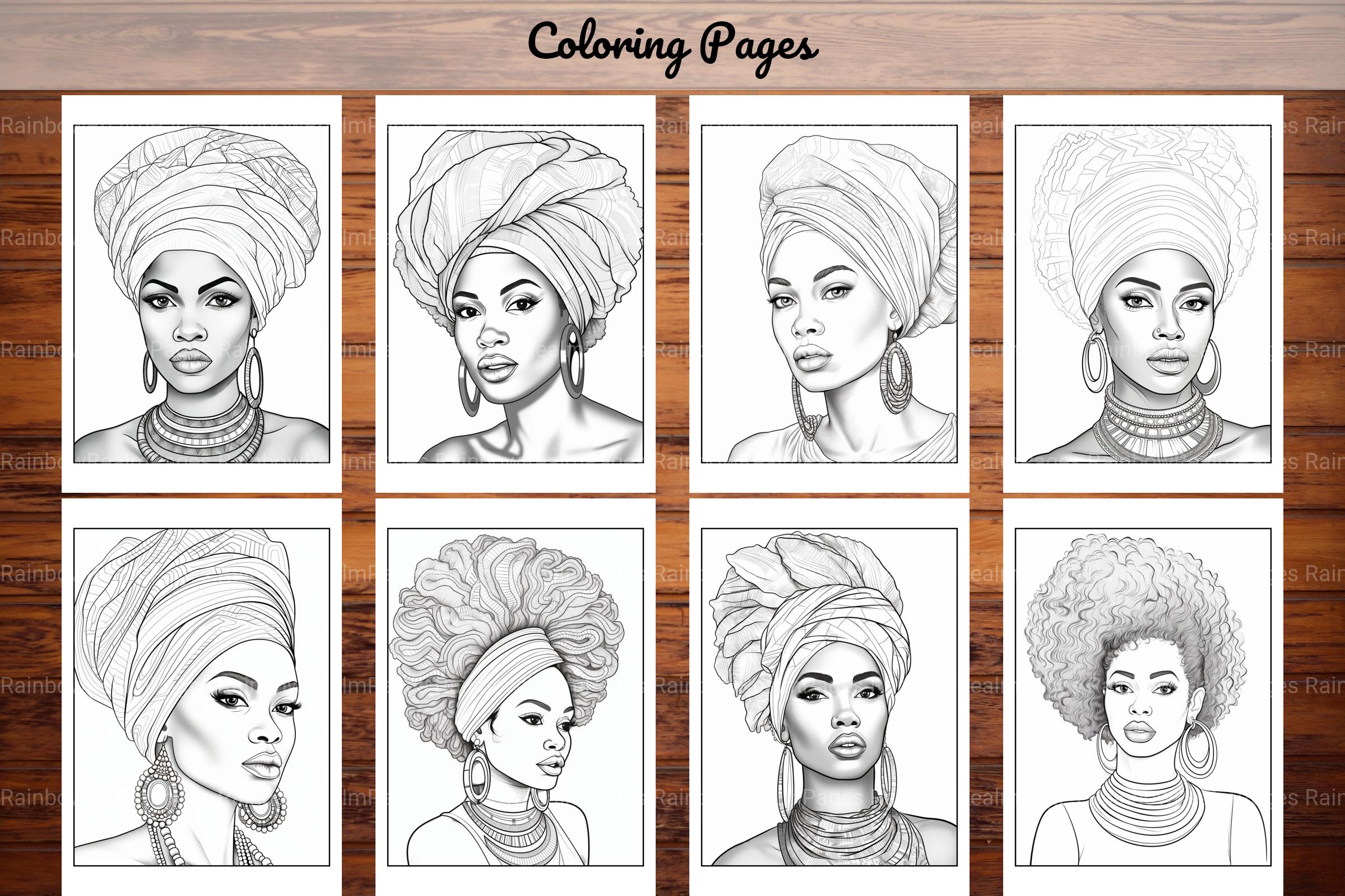African Black Woman Coloring Collection - CraftNest - Digital Crafting and Art