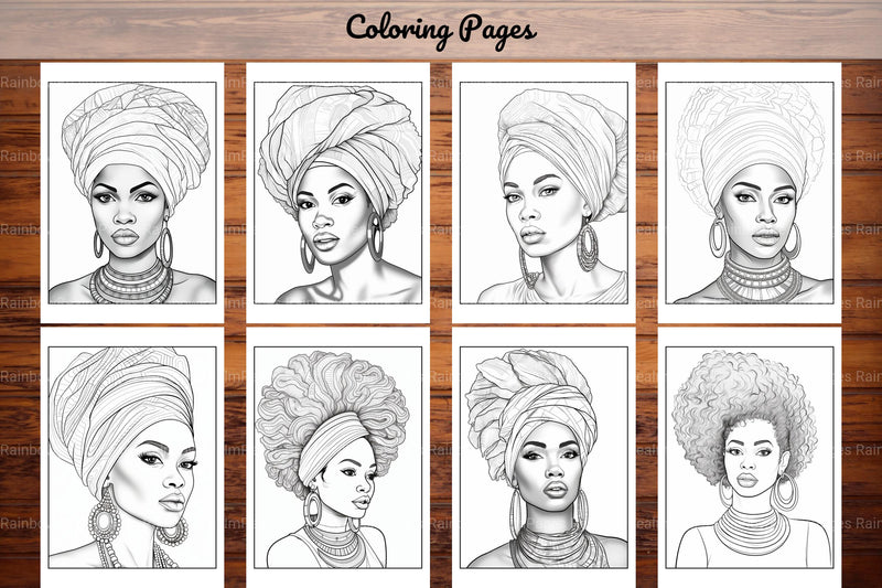 African Black Woman Coloring Collection - CraftNest - Digital Crafting and Art