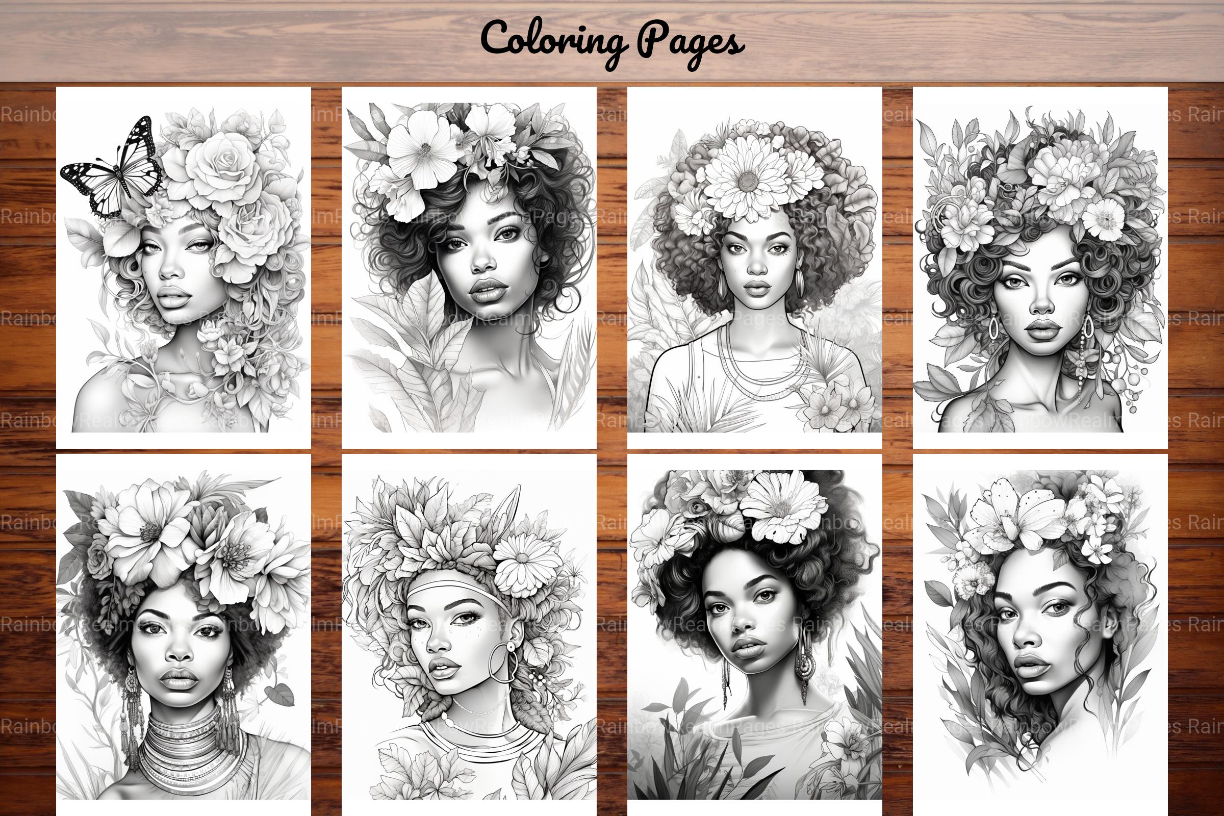African Black Woman Adult Coloring Book - CraftNest - Digital Crafting and Art