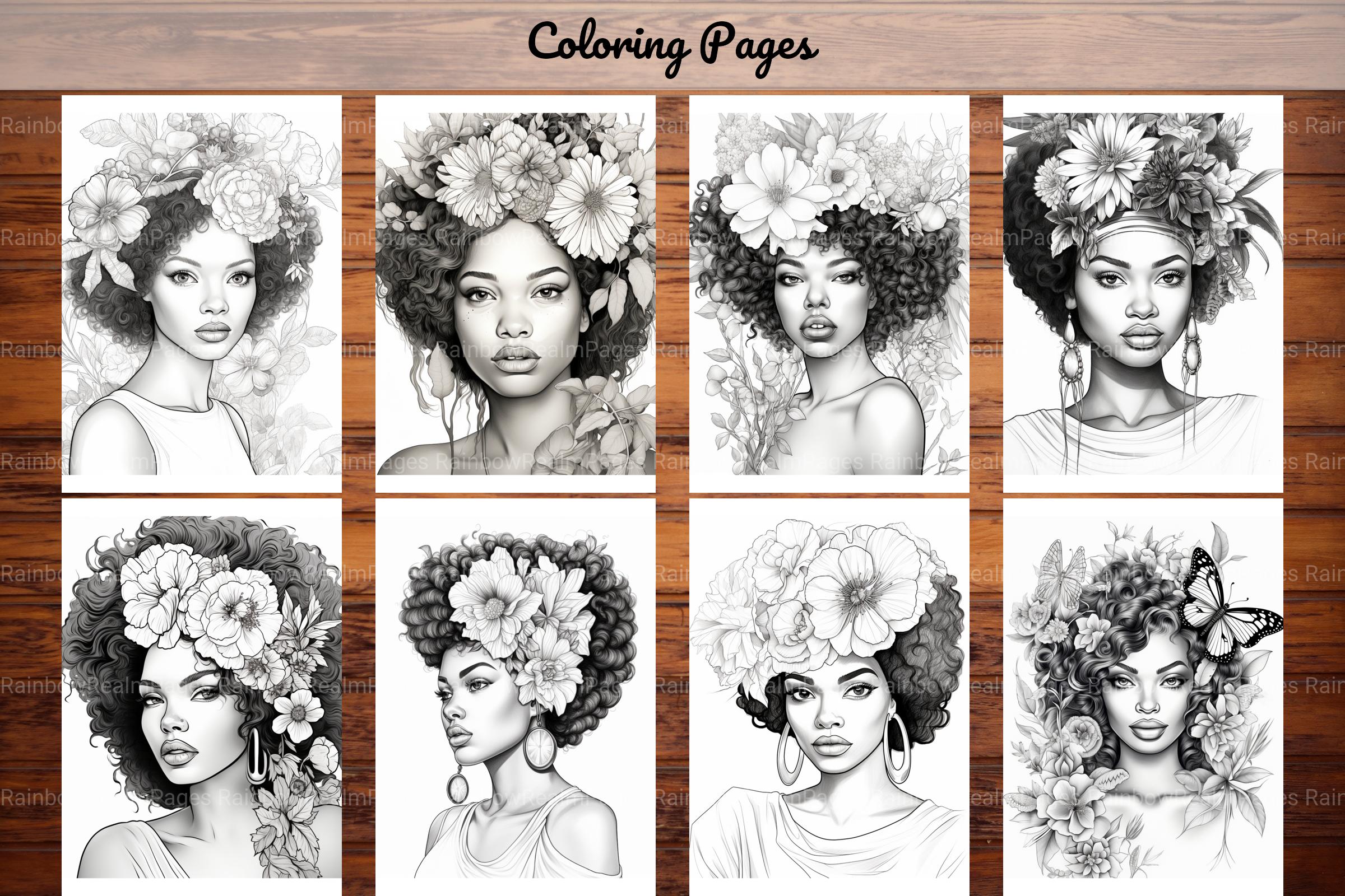 African Black Woman Adult Coloring Book - CraftNest - Digital Crafting and Art