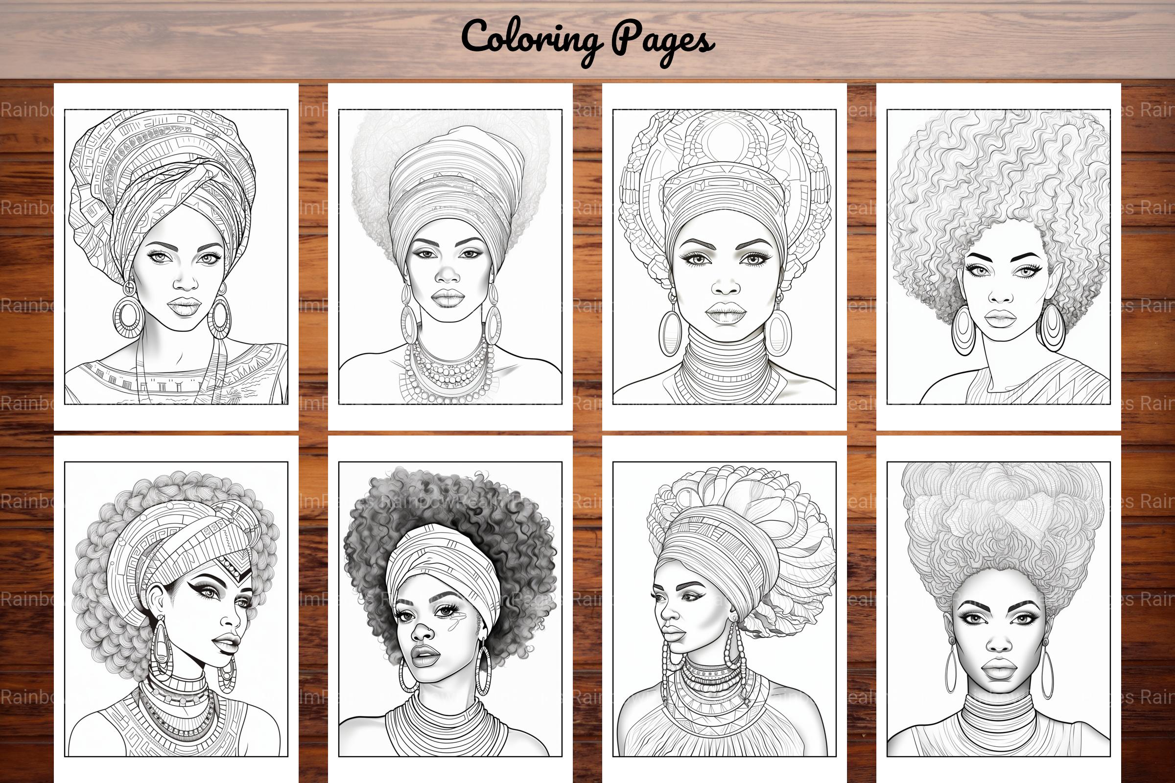 African Black Woman Coloring Collection - CraftNest - Digital Crafting and Art