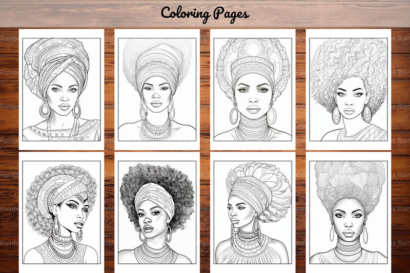 African Black Woman Coloring Collection - CraftNest - Digital Crafting and Art