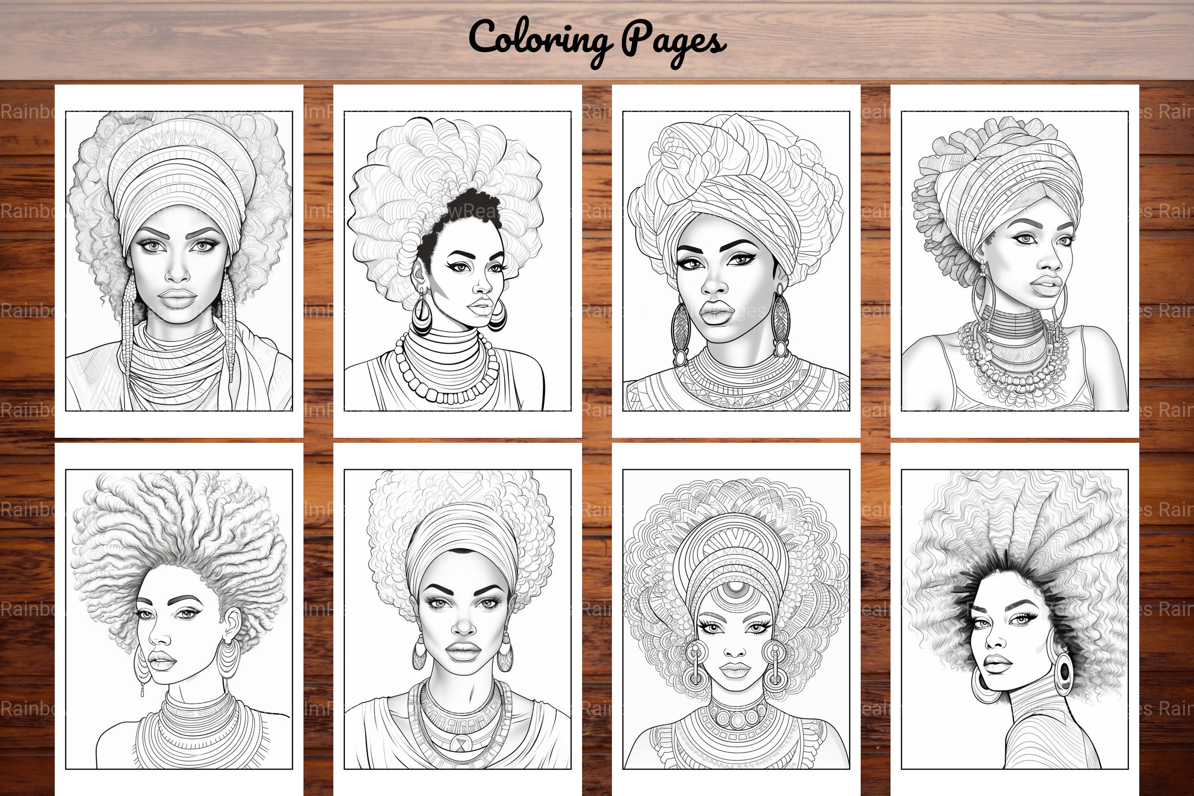 100 African Black Woman Coloring Book - CraftNest - Digital Crafting and Art
