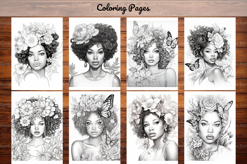 African Black Woman Adult Coloring Book - CraftNest - Digital Crafting and Art