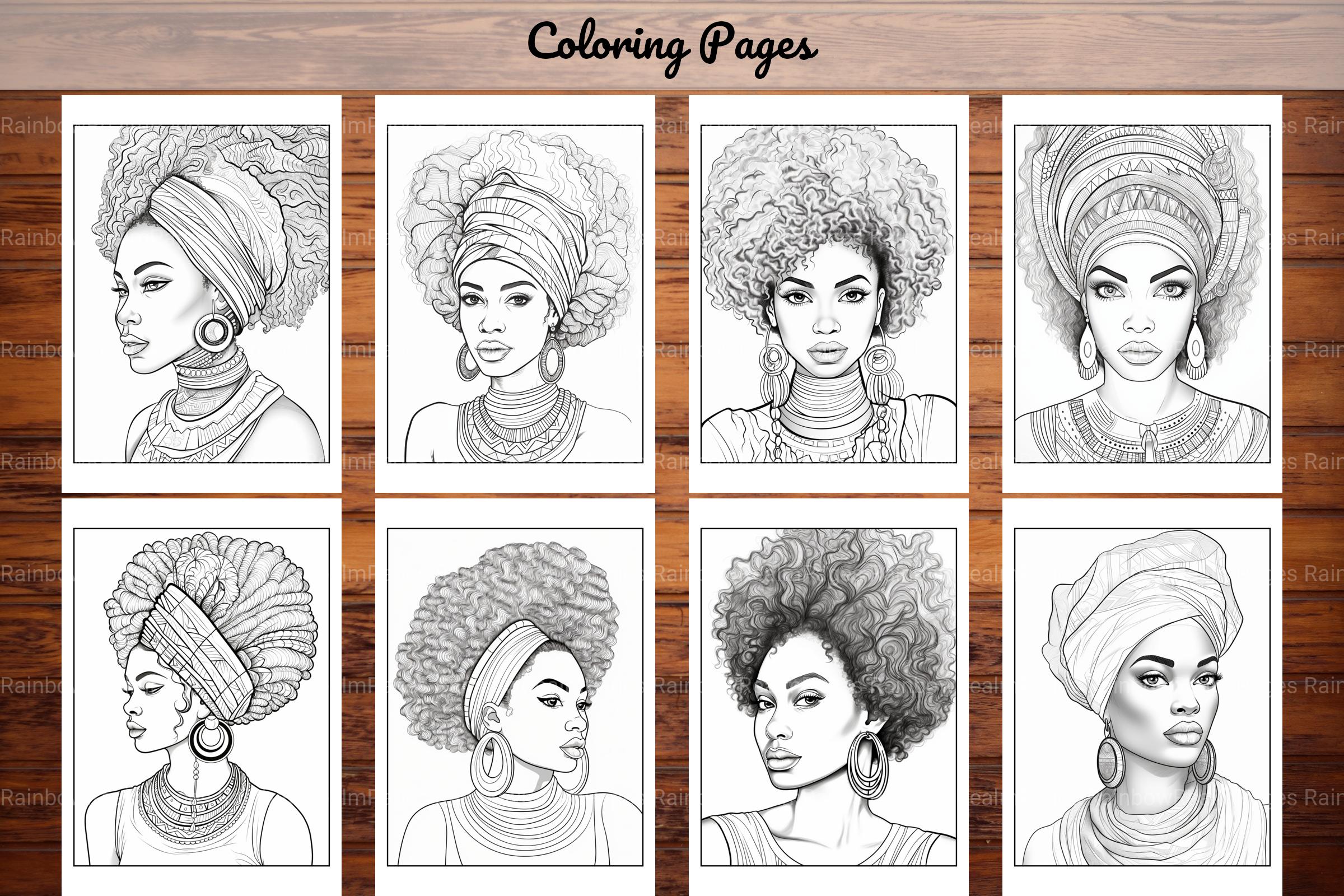 African Black Woman Coloring Collection - CraftNest - Digital Crafting and Art