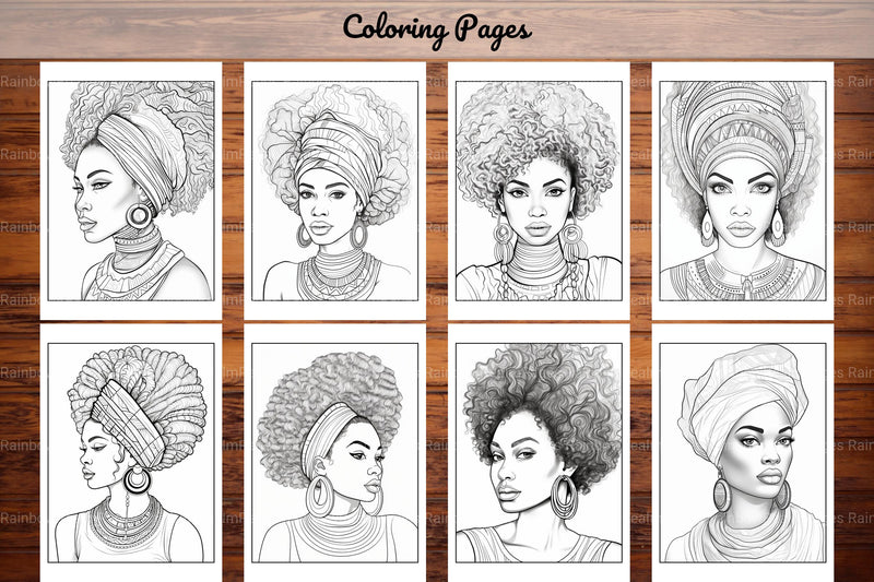 African Black Woman Coloring Collection - CraftNest - Digital Crafting and Art