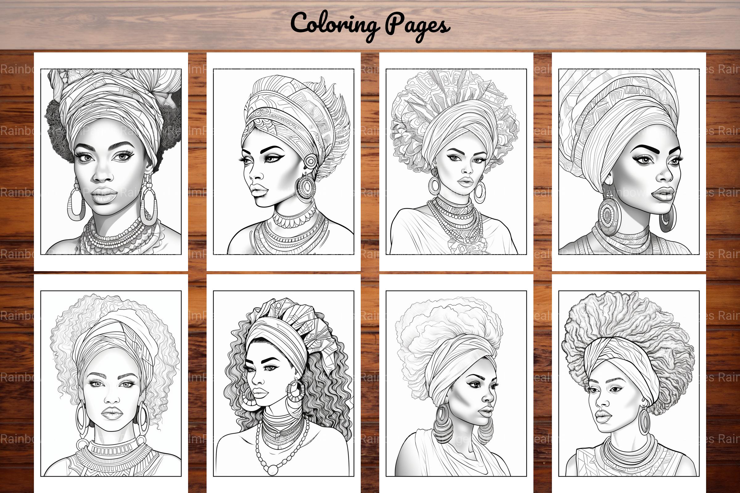 African Black Woman Coloring Collection - CraftNest - Digital Crafting and Art