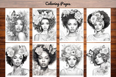 African Black Woman Adult Coloring Book - CraftNest - Digital Crafting and Art