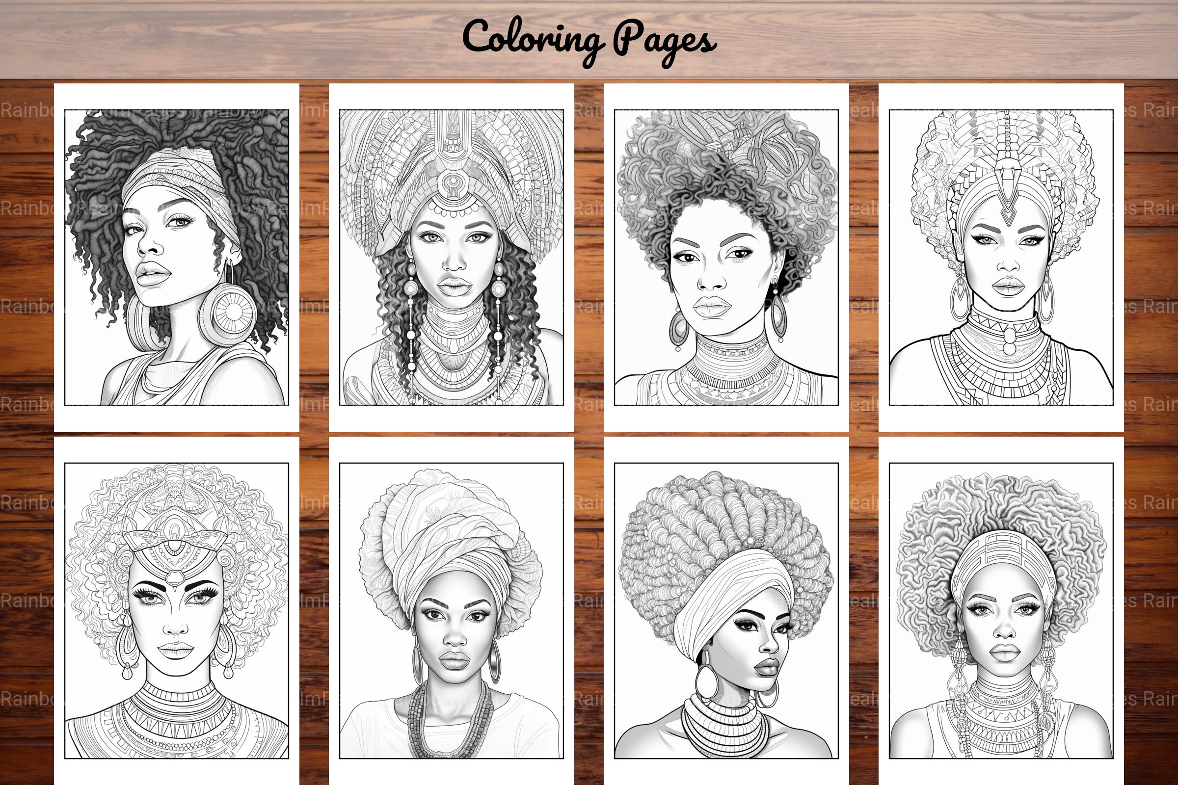 African Black Woman Coloring Collection - CraftNest - Digital Crafting and Art
