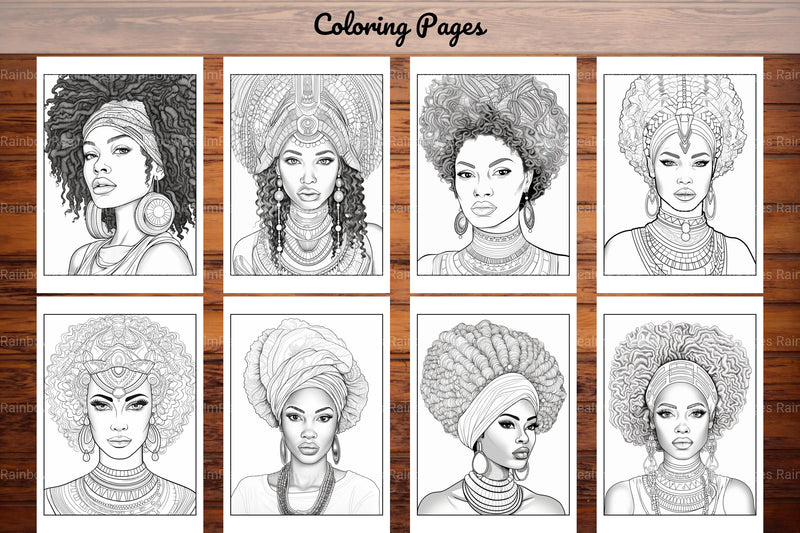 African Black Woman Coloring Collection - CraftNest - Digital Crafting and Art