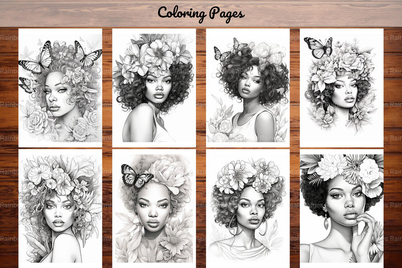 African Black Woman Adult Coloring Book - CraftNest - Digital Crafting and Art