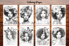 African Black Woman Adult Coloring Book - CraftNest - Digital Crafting and Art