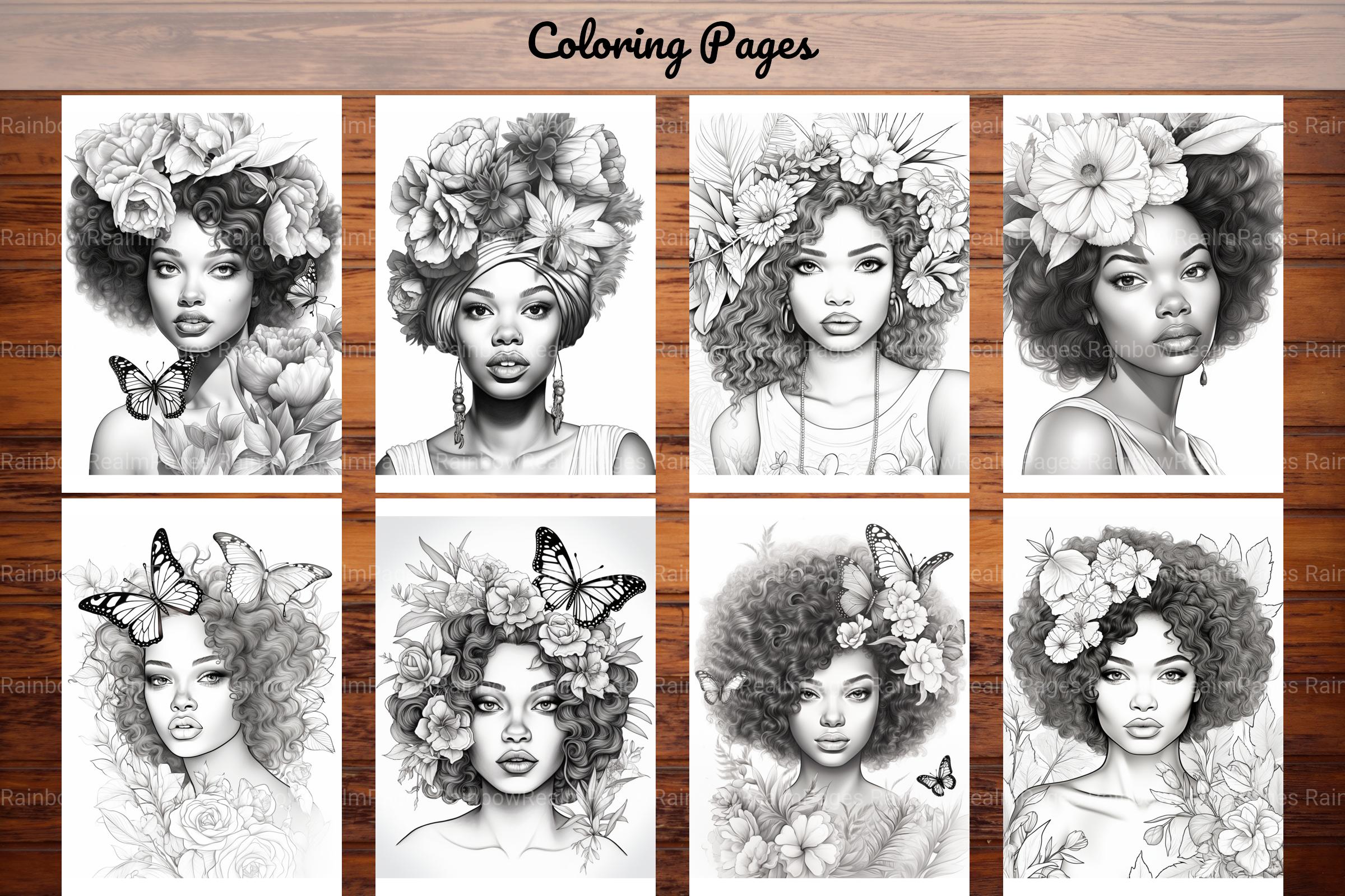 African Black Woman Adult Coloring Book - CraftNest - Digital Crafting and Art