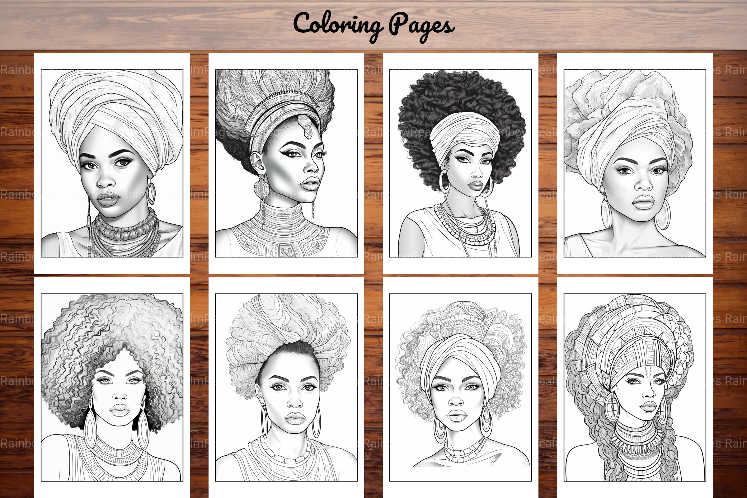 African Black Woman Coloring Collection - CraftNest - Digital Crafting and Art