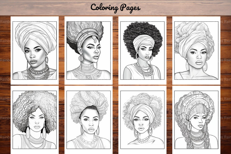 African Black Woman Coloring Collection - CraftNest - Digital Crafting and Art